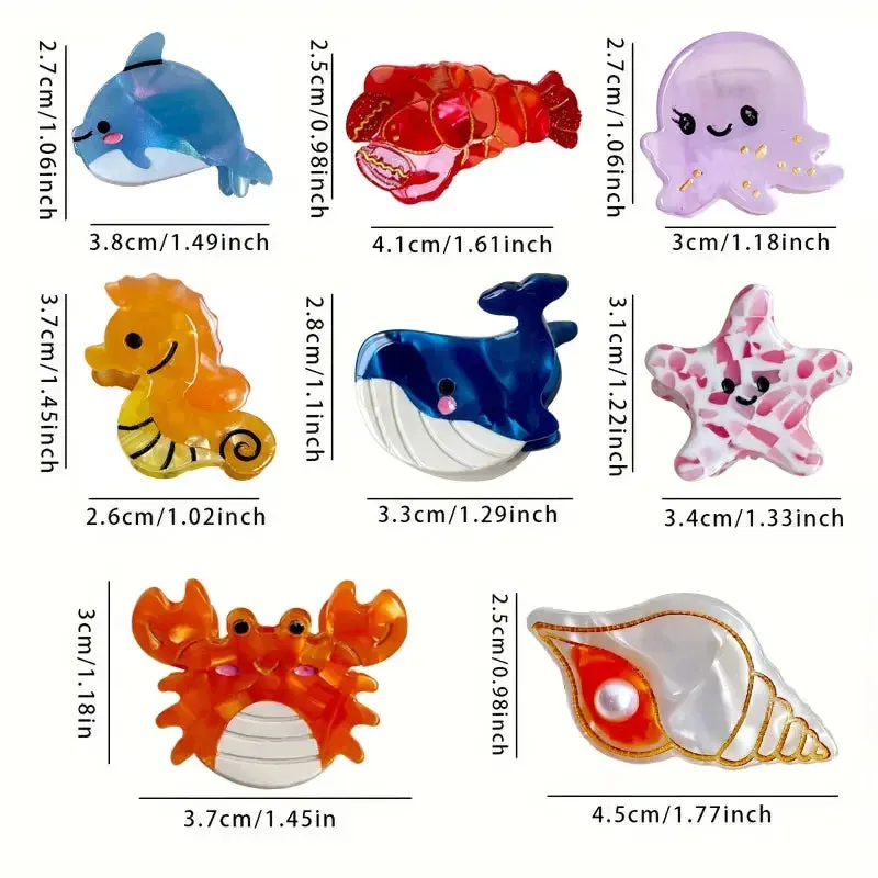 🐚✨ Adorable Ocean Friends Mini Hair Claw Clips - Cute Crabs, Whales & Starfish Hair Accessories for Women! 🌊🐳
