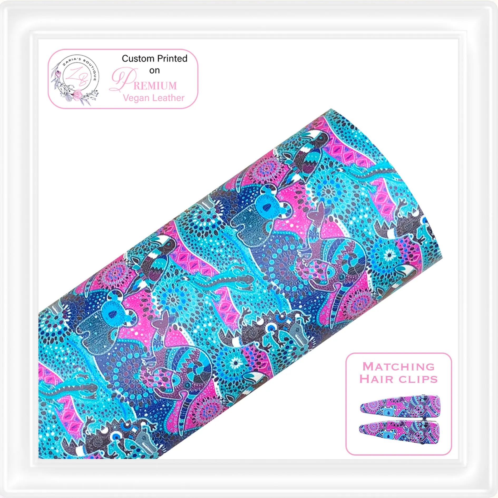⋅ Aussie Animals ⋅ Custom Printed Vegan Faux Leather & Hair Clips ⋅