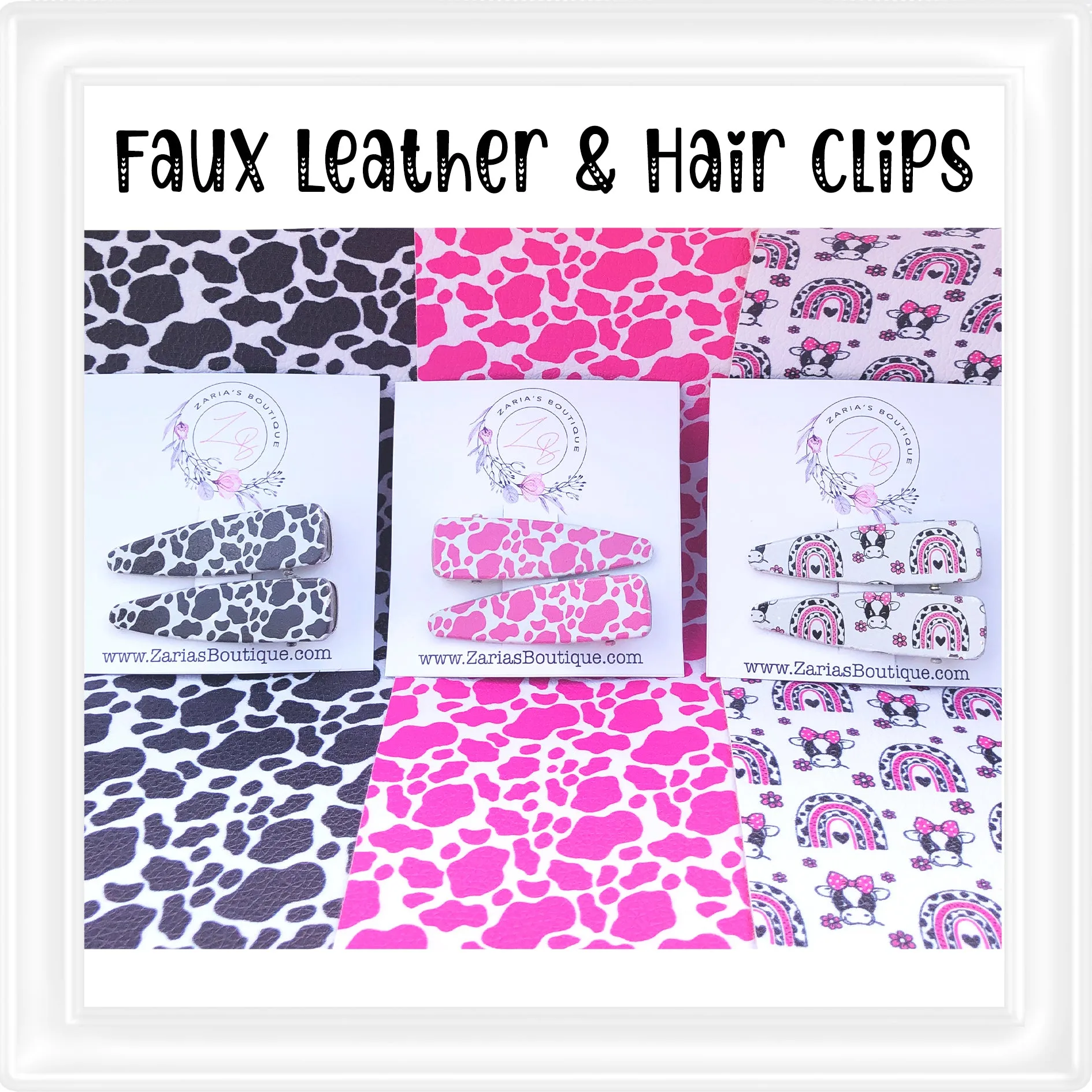 ⋅ Daisy Cow Collection ⋅ Faux Leather ⋅ Hair clips ⋅