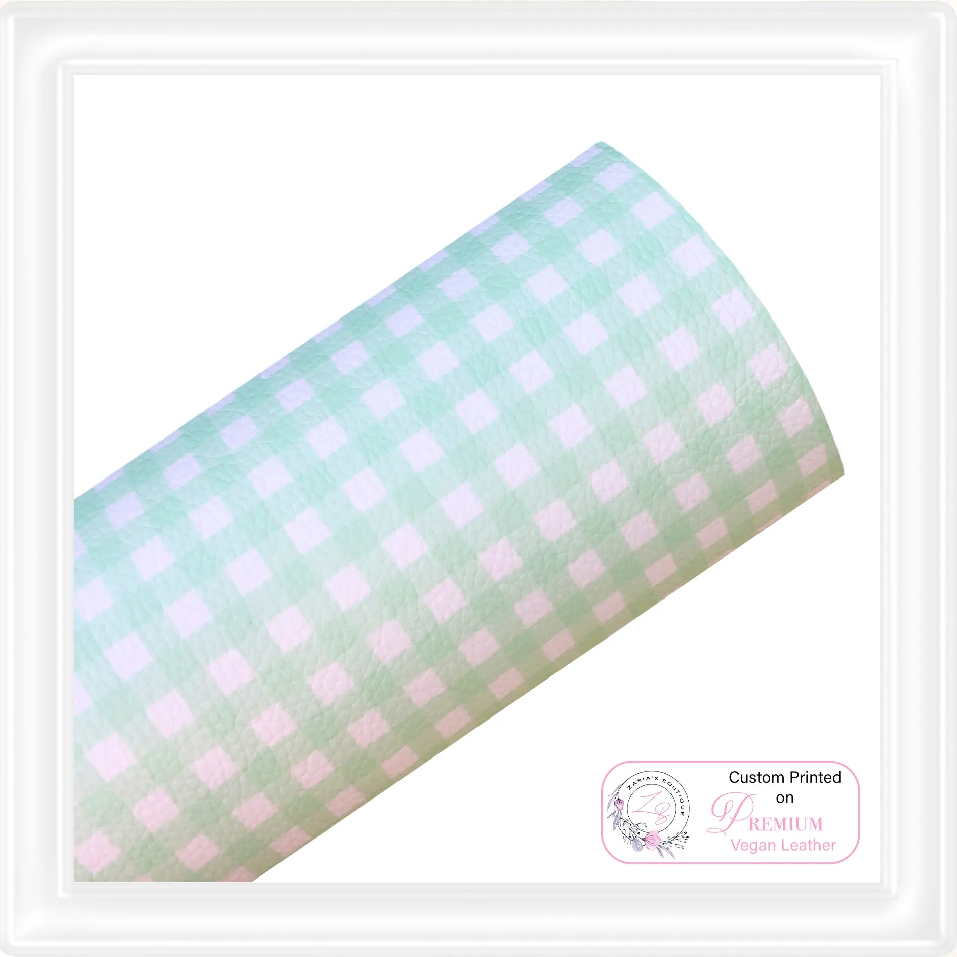 ⋅ Mint Gingham ⋅ Green & White Check ⋅ Premium Vegan Faux Leather ⋅