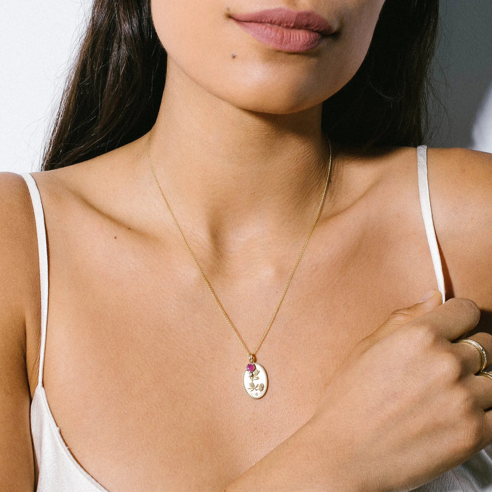 10K Gold Medium "Protea" Necklace with Diamond Detail