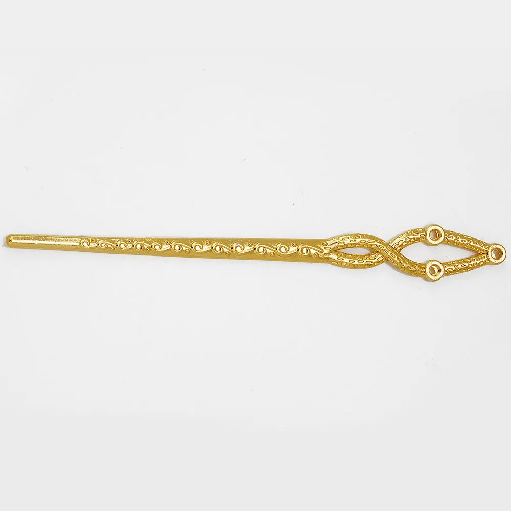 10PC gold metal hair stick pins filigree stamping hole diy hair pin jewelry accessory 130x32mm