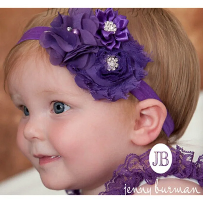 14 color available Girl Baby Kids Toddler Infant Flower Rhinestone Headband Hair Accessories Band