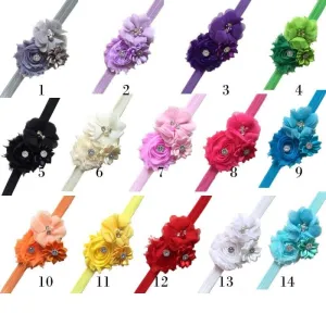 14 color available Girl Baby Kids Toddler Infant Flower Rhinestone Headband Hair Accessories Band