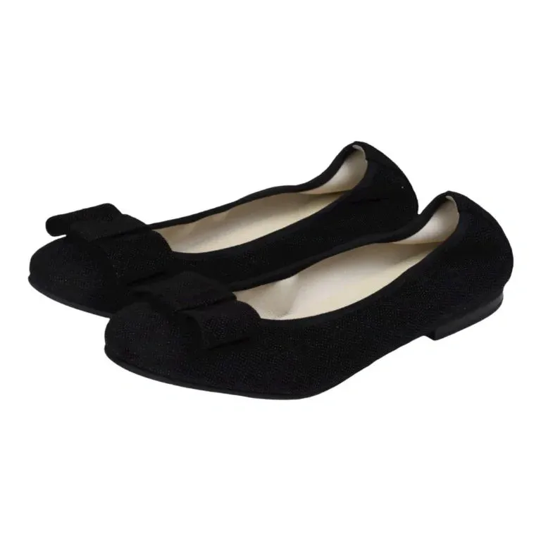 1412 - Black Glitzy Flats for Girl/Teen/Women by London Kids