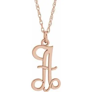 14K Rose Gold-Plated Sterling Silver Script Initial A 16-18" Necklace