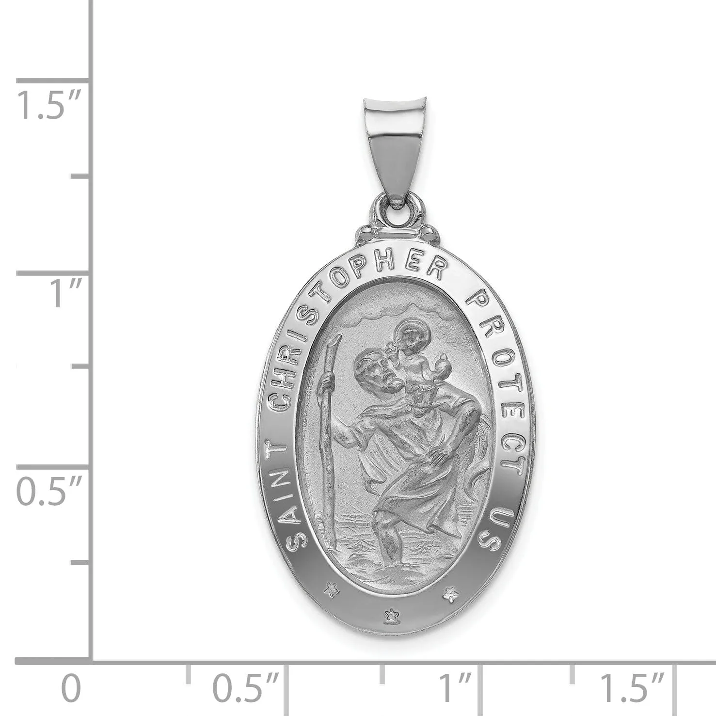 14k White Gold Saint Christopher Medal Pendant