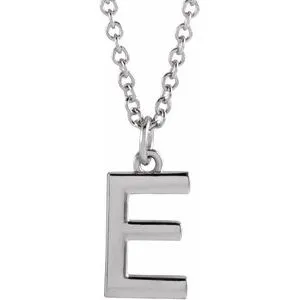 14K White Initial E Dangle 18" Necklace