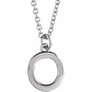 14K White Initial O Dangle 16" Necklace