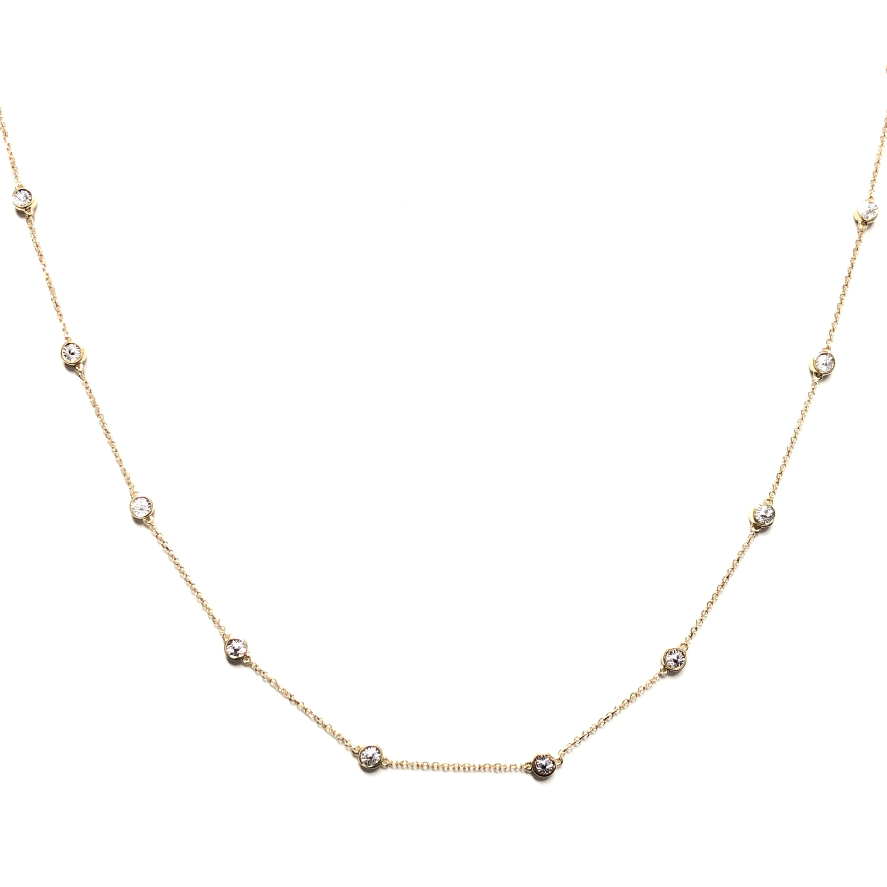 14K (White, Yellow) Gold (0.15ct) Diamond Station Necklace White