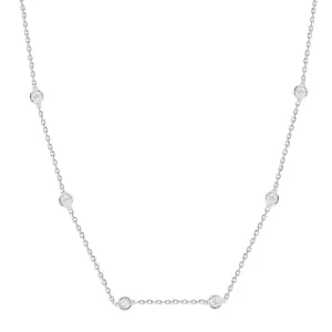 14K (White, Yellow) Gold (0.15ct) Diamond Station Necklace White