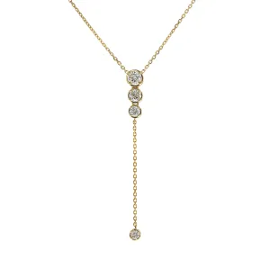 14k Yellow Gold Bezel Set Diamond Lariat Necklace