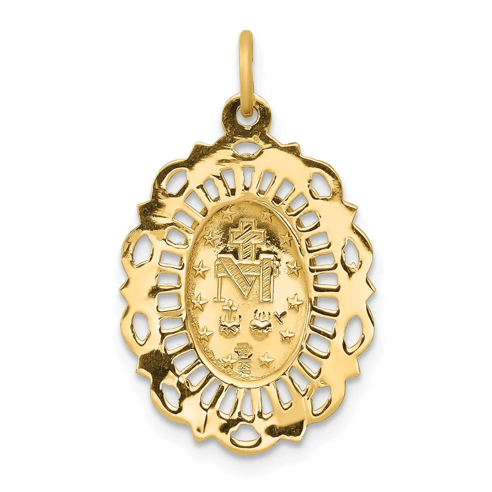 14k Yellow Gold Miraculous Medal Charm Pendant