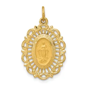 14k Yellow Gold Miraculous Medal Charm Pendant