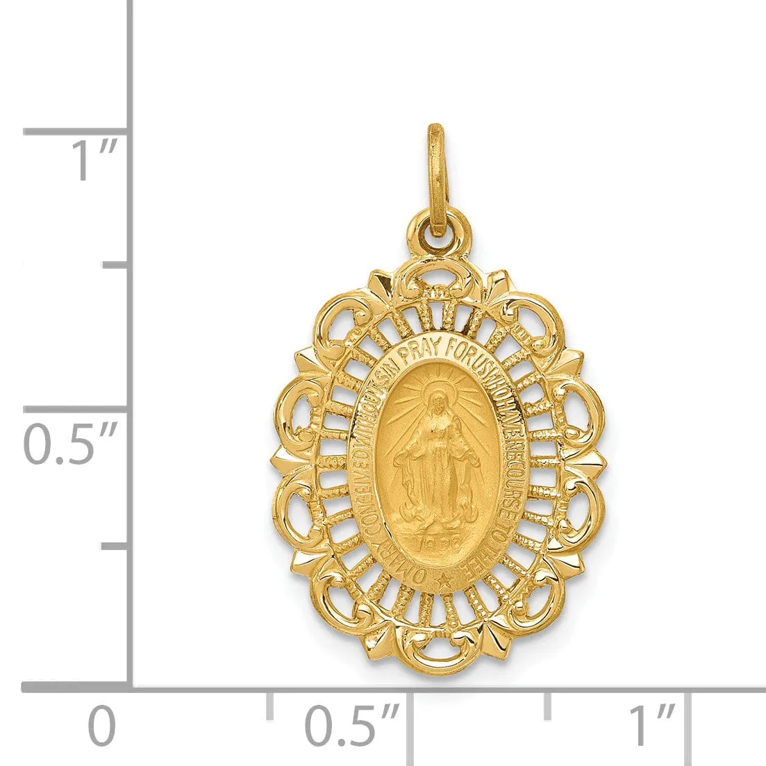 14k Yellow Gold Miraculous Medal Charm Pendant