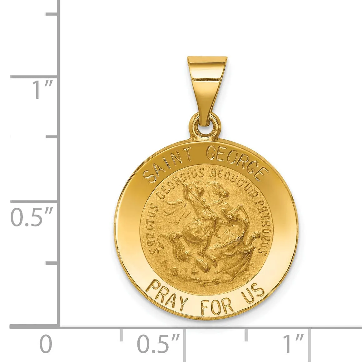 14k Yellow Gold Saint George Medal Pendant