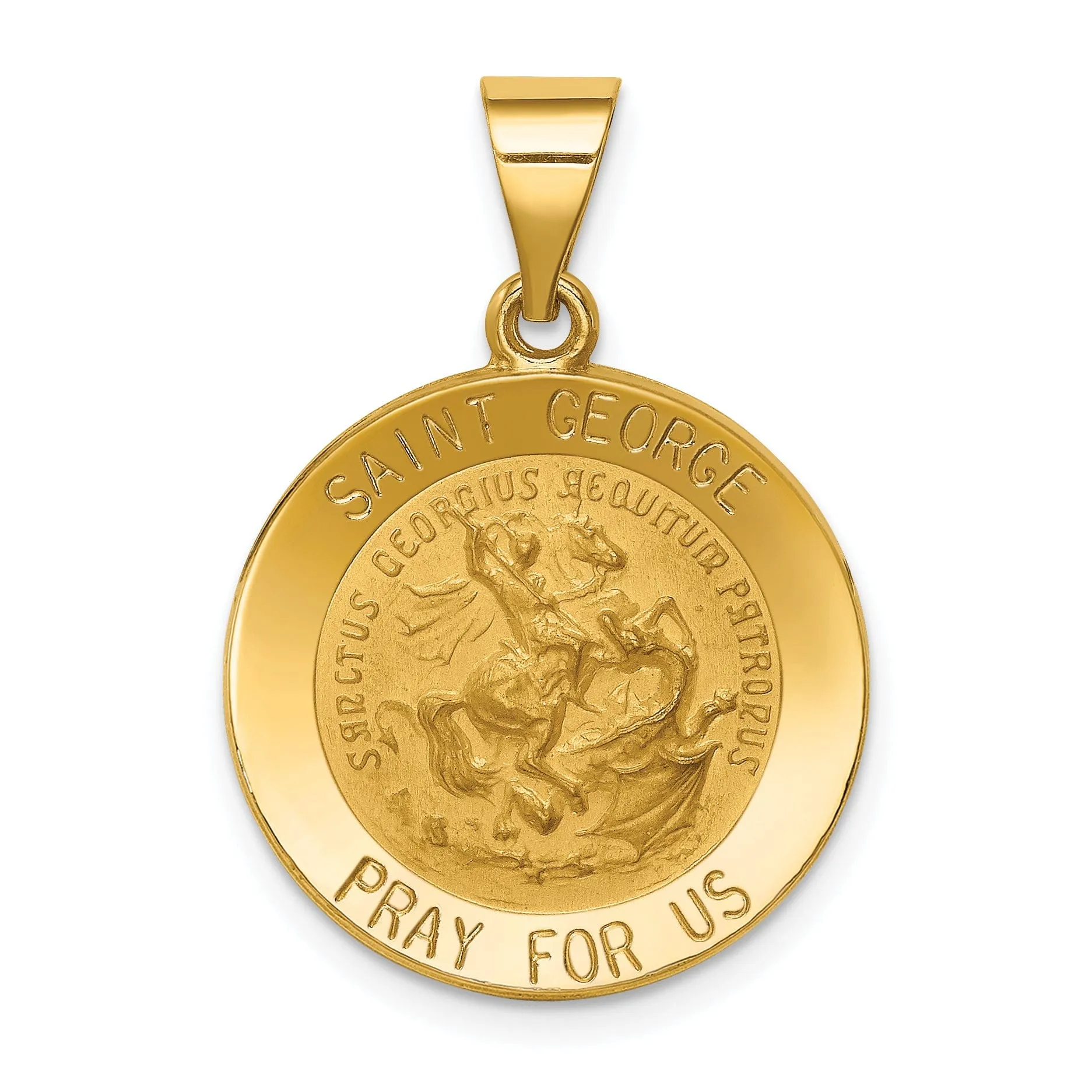 14k Yellow Gold Saint George Medal Pendant