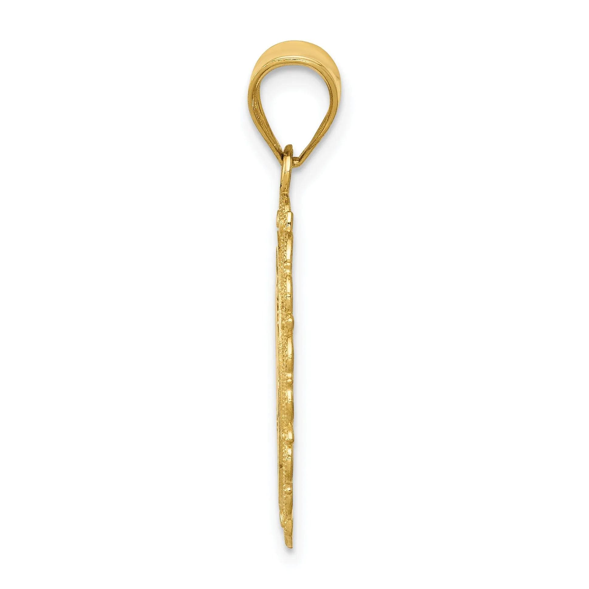 14k Yellow Gold Satin Capricorn Zodiac Pendant