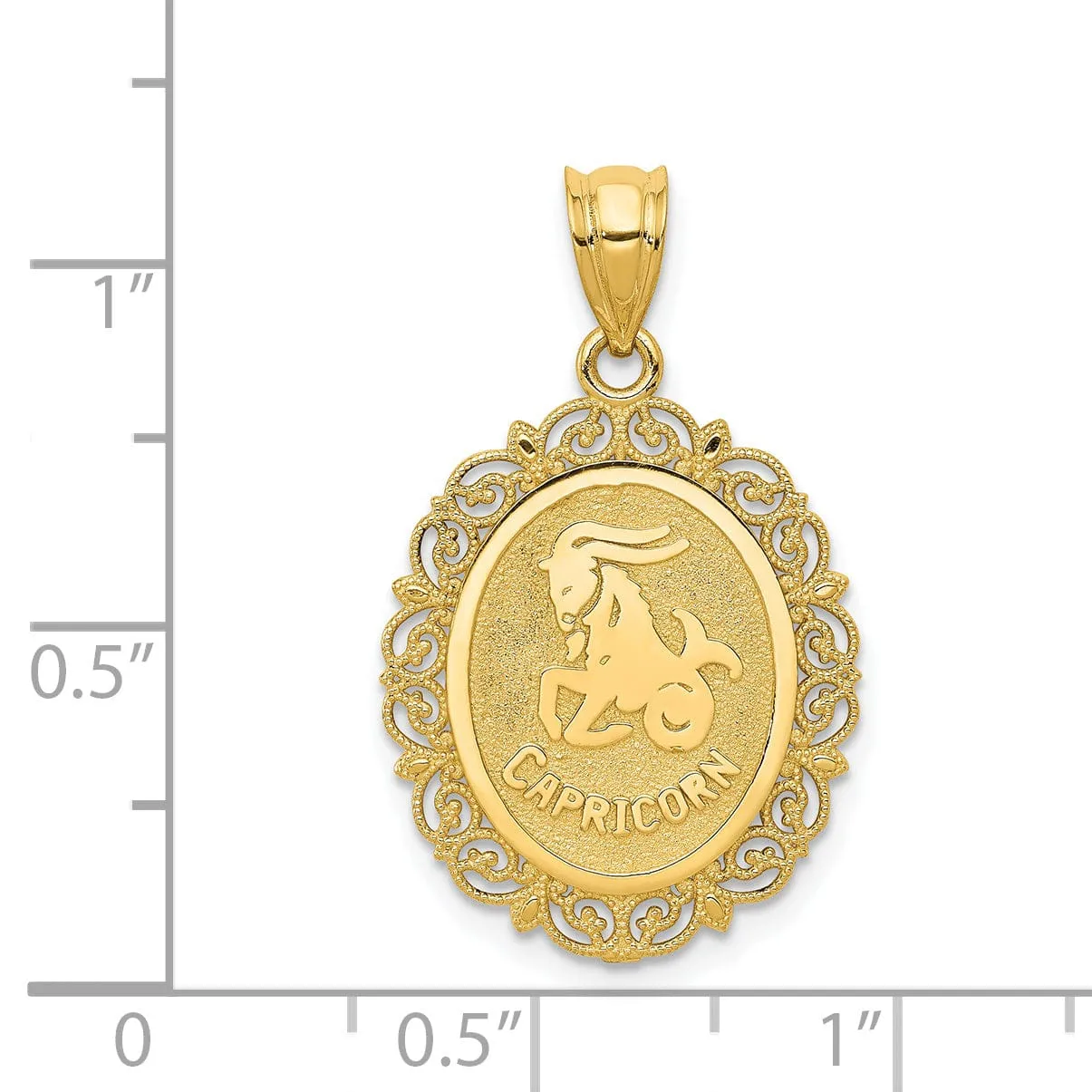 14k Yellow Gold Satin Capricorn Zodiac Pendant