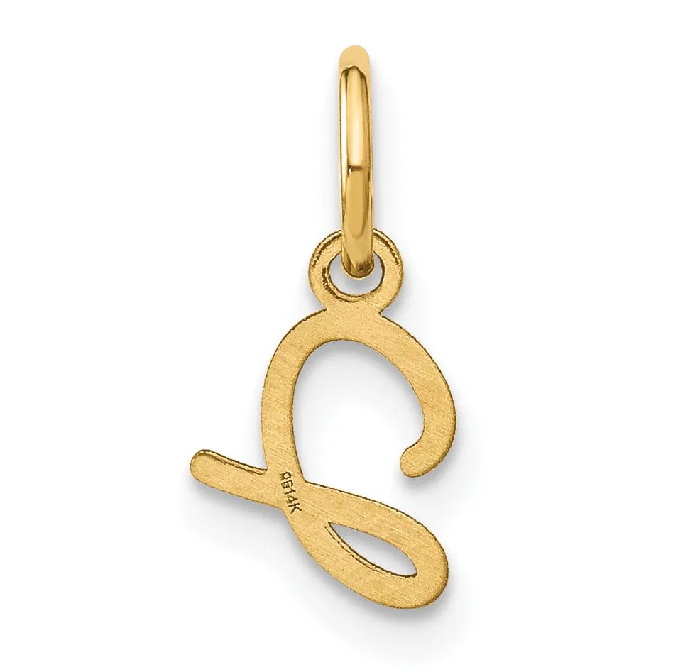 14K Yellow Gold Small Size Upper Case Script Letter J Initial Pendant