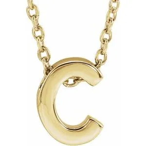 14K Yellow Initial C Slide Pendant 16-18" Necklace