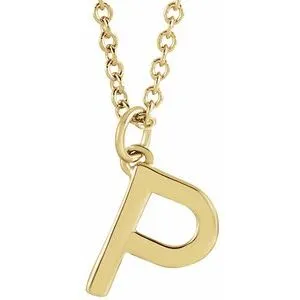 14K Yellow Initial P Dangle 18" Necklace