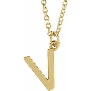 14K Yellow Initial V Dangle 16" Necklace