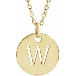 14K Yellow Initial W 16-18" Necklace