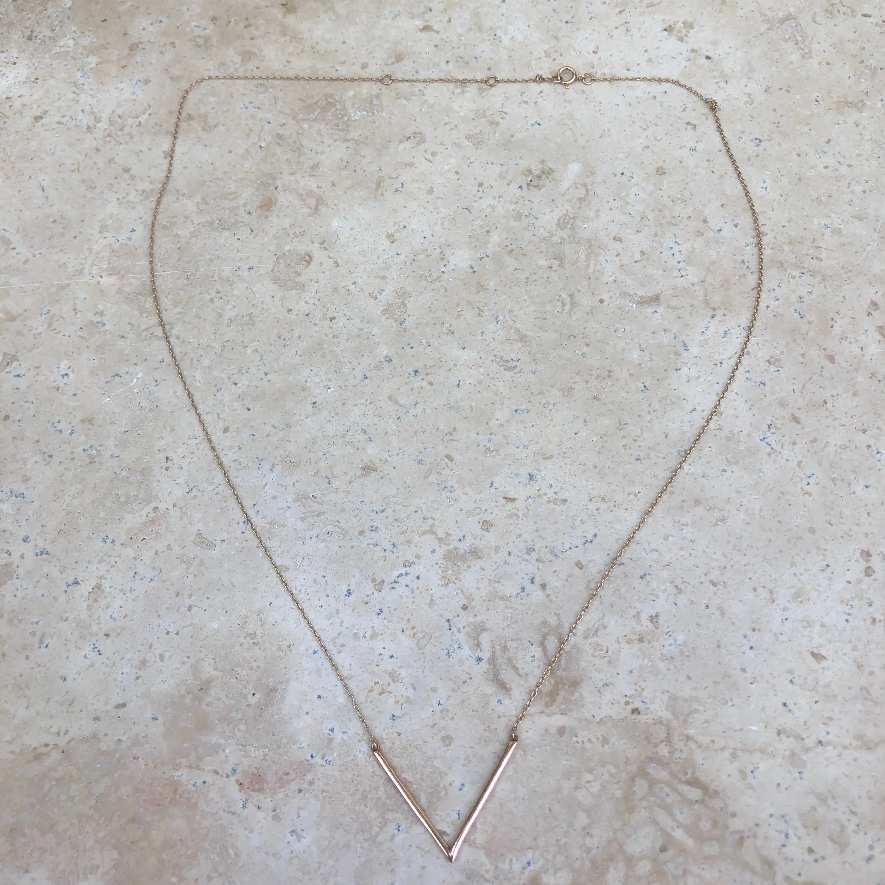 14KT Rose Gold "V" Geometric Pendant Chain Necklace