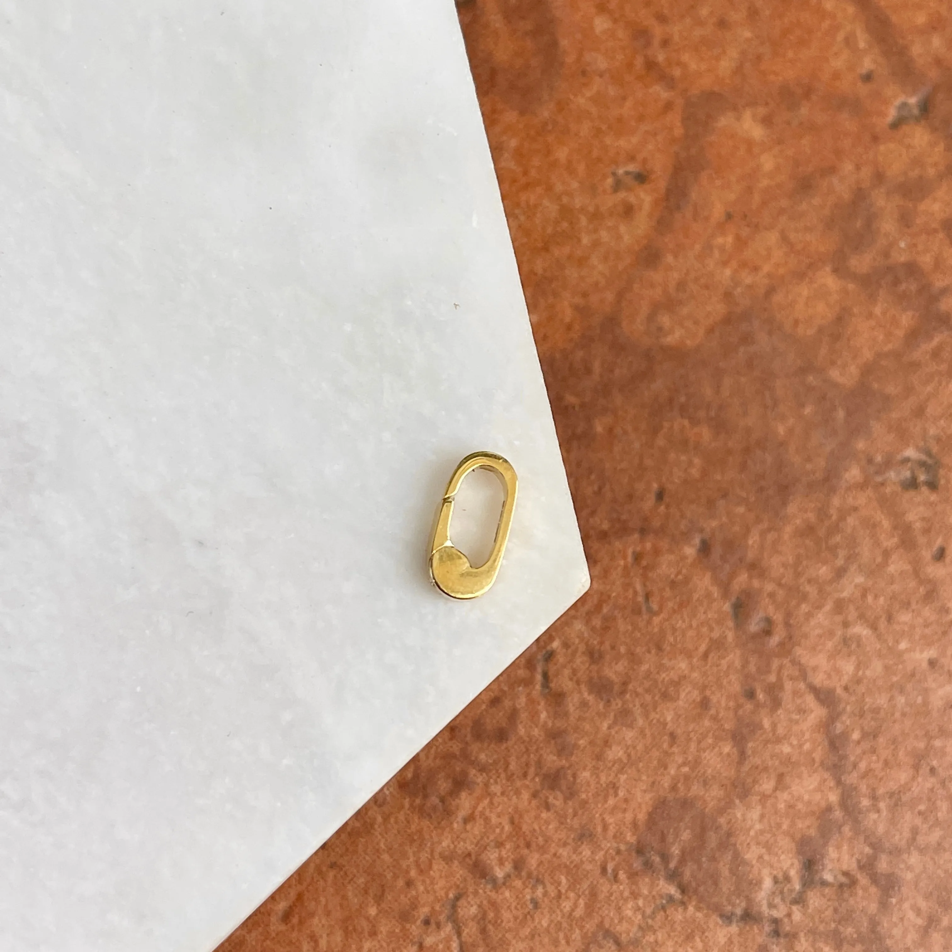 14KT Yellow Gold Elongated Oval Pendant Pearl Enhancer Clasp 7.15mm