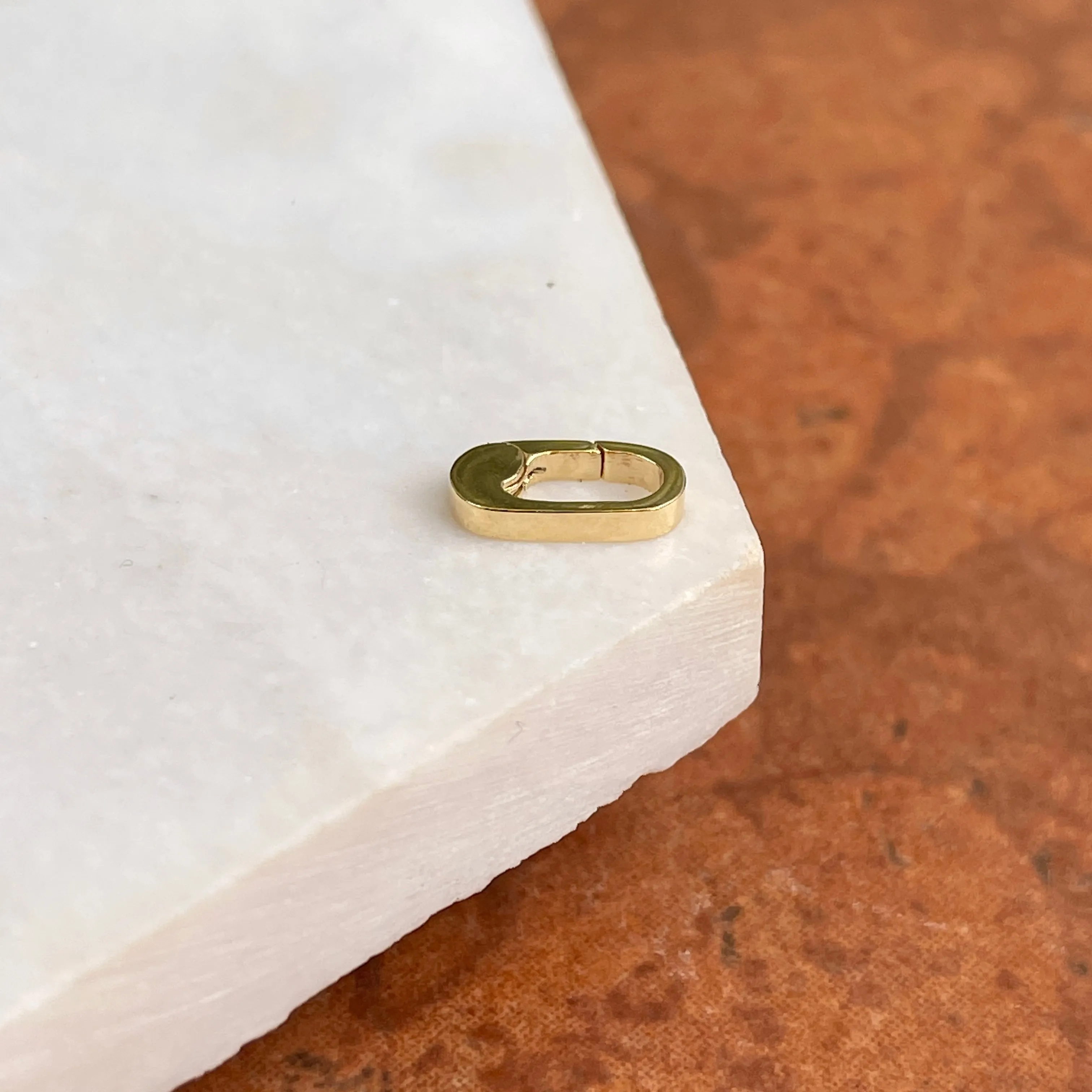 14KT Yellow Gold Elongated Oval Pendant Pearl Enhancer Clasp 7.15mm