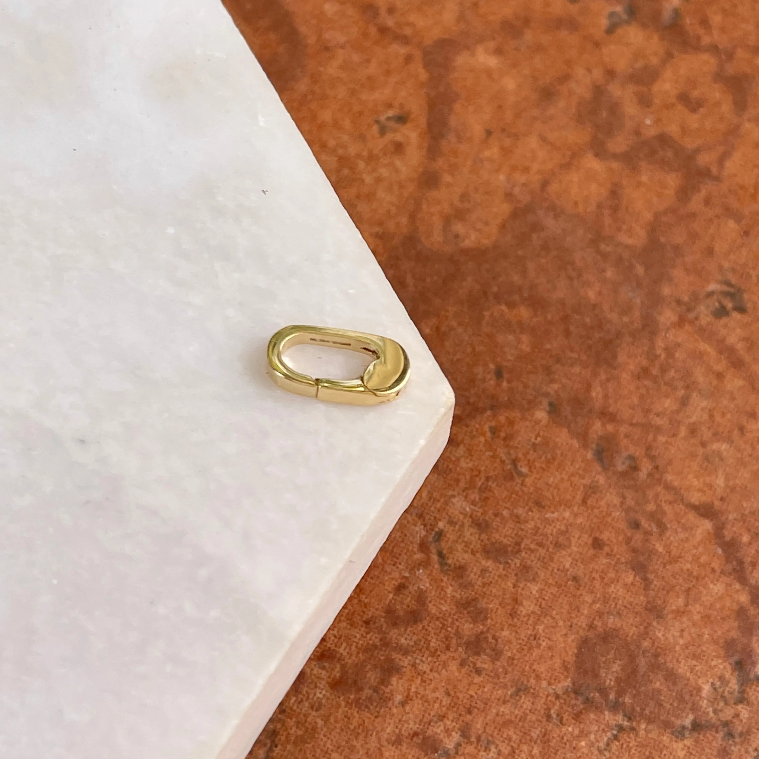 14KT Yellow Gold Elongated Oval Pendant Pearl Enhancer Clasp 7.15mm