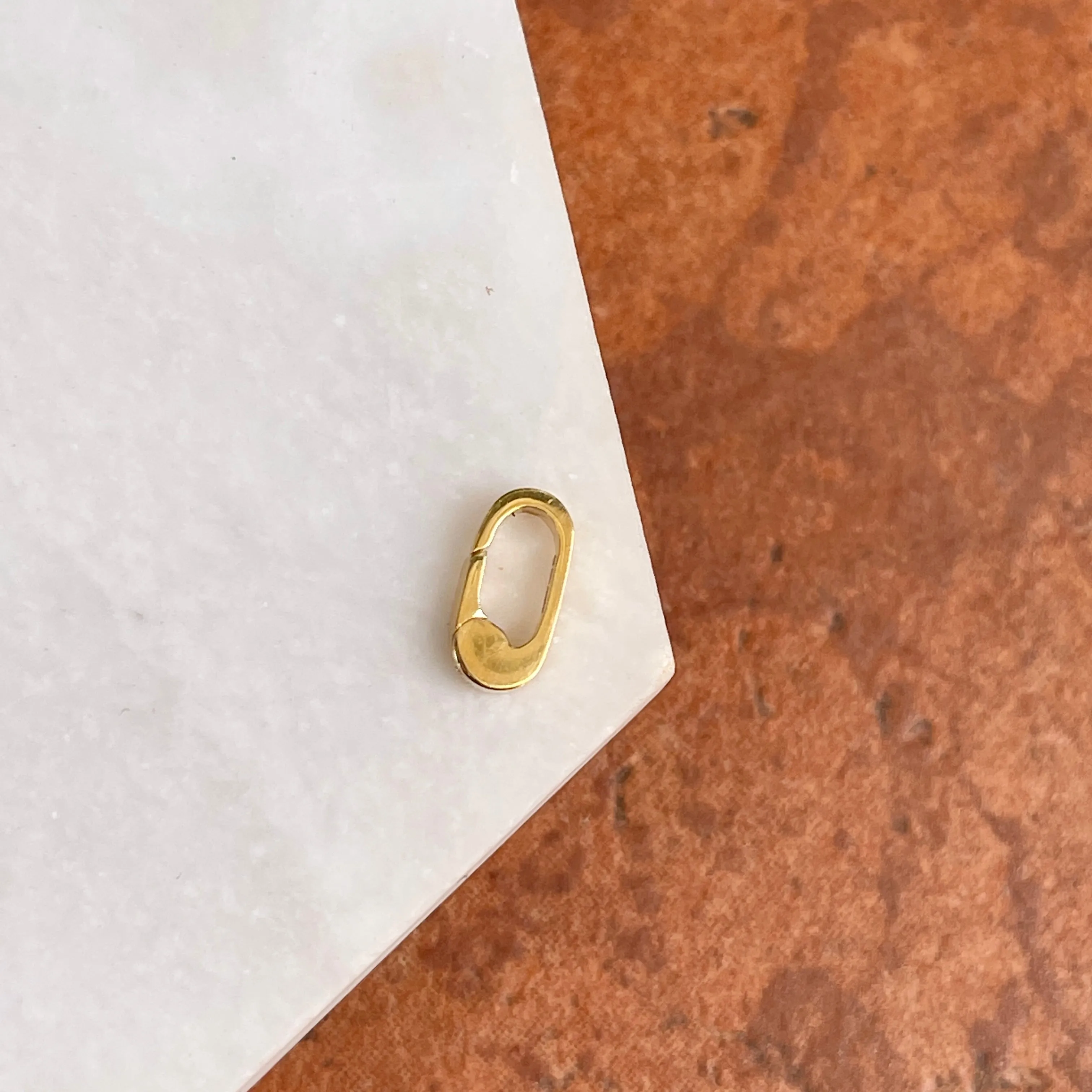 14KT Yellow Gold Elongated Oval Pendant Pearl Enhancer Clasp 7.15mm