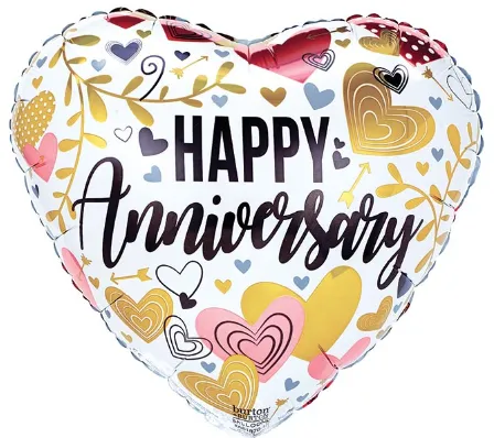 18" Anniversary Metallic Hearts