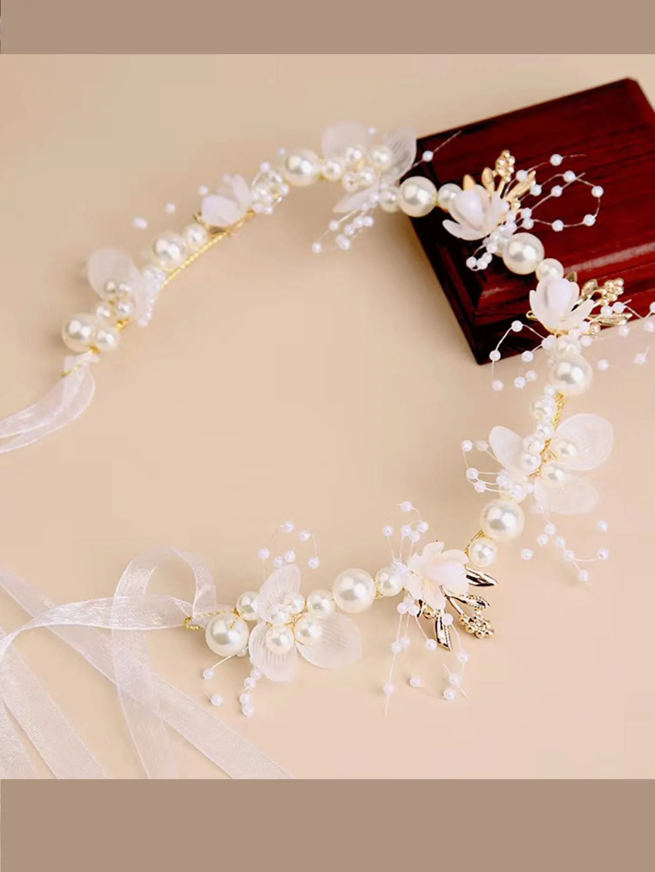 1pc Pearl & Flower Decor Headband