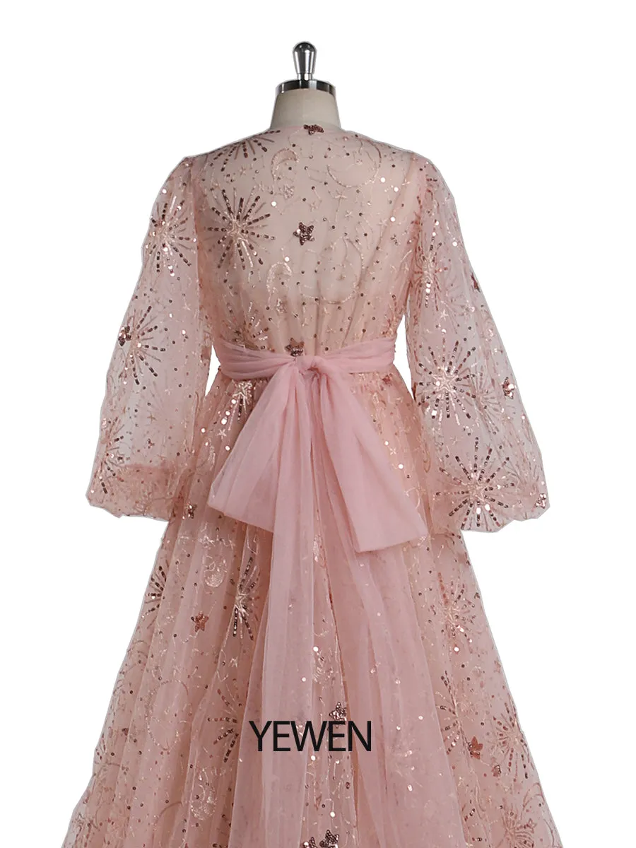 2 Pieces Set V Neck Evening Dress Long Woman Formal Party Dress Photo Shoots Dress YEWEN YW211210