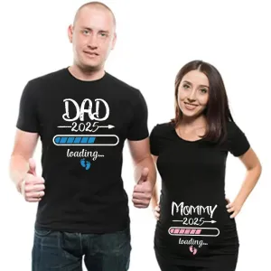 2025 New Cute Dad  Mom  Baby Printed Couple Maternity T-Shirt Pregnancy Announcement Shirt Couple Pregnant Tshirt Clothes