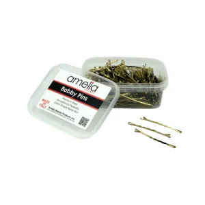 280, Tortoise Shell Color (Brassed/Black), 2.4in (6.0cm), Italian Made Bobby Pins, Recloseable Stay Clean and Organized Container