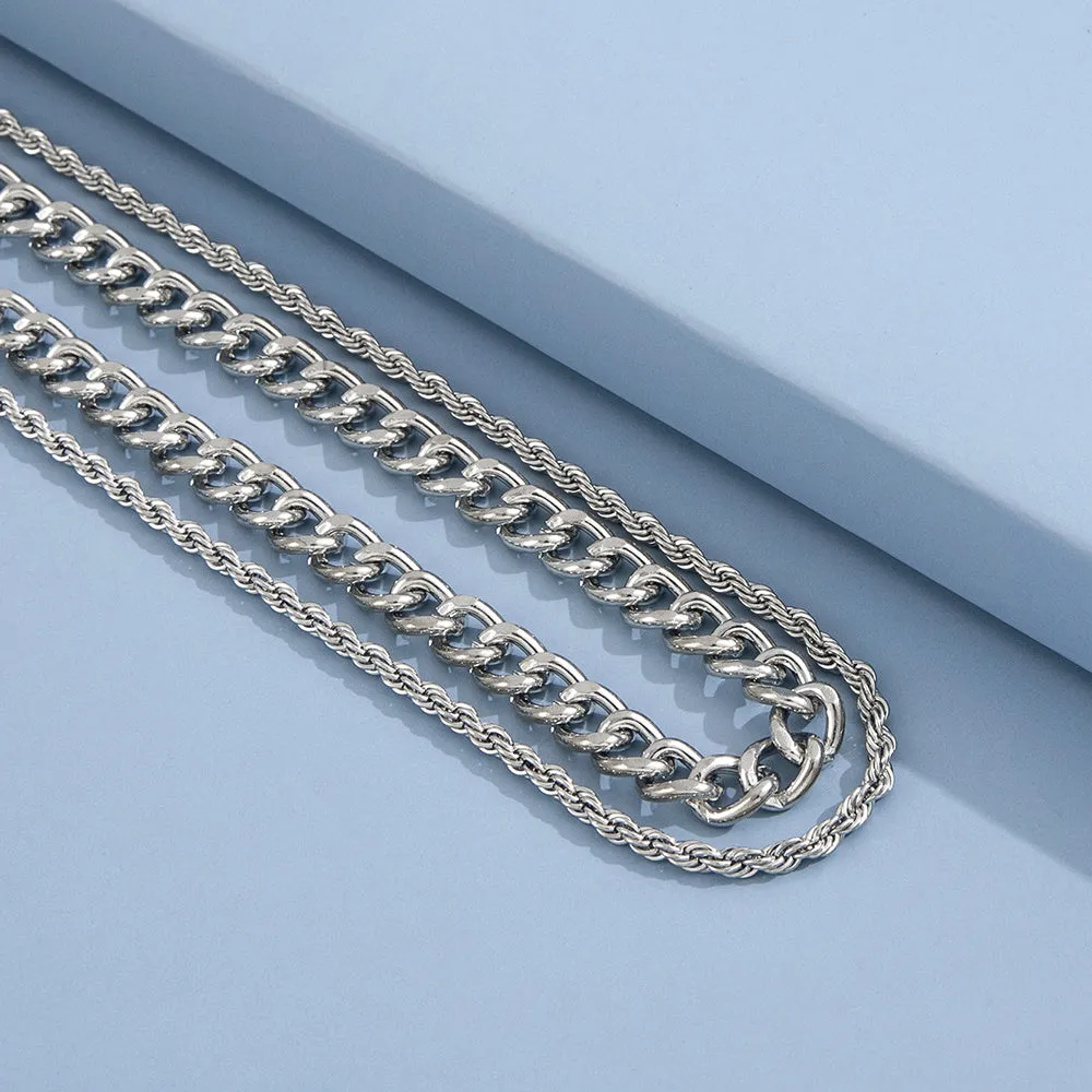 2pcs Men's Double Layered Necklace Set