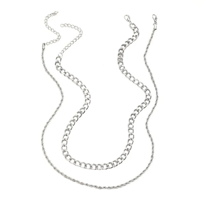 2pcs Men's Double Layered Necklace Set