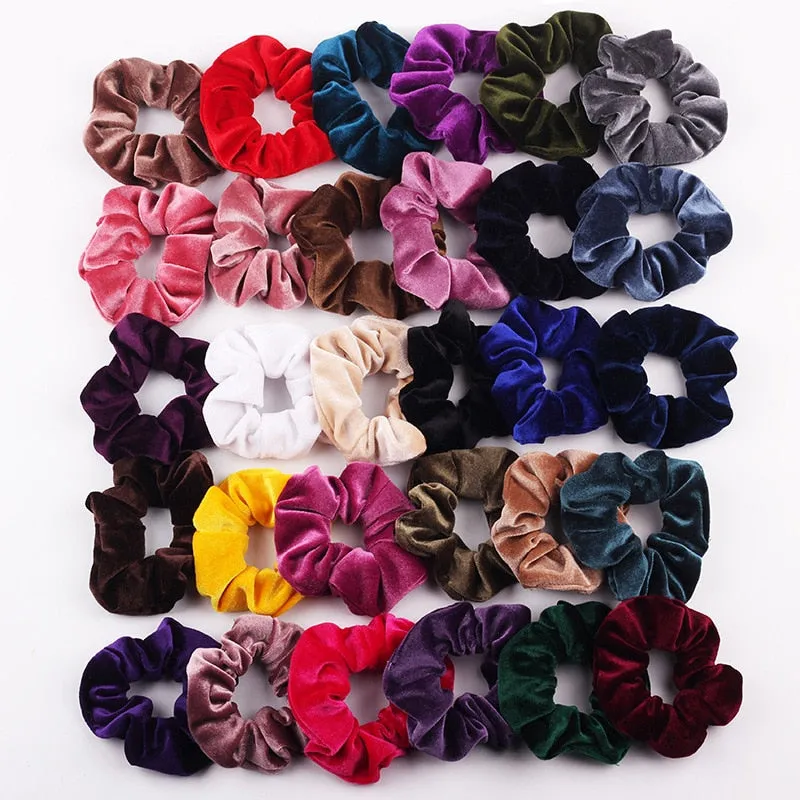 30 colors Velvet Scrunchie Women Girls Elastic Hair Rubber Bands Accessories Gum For Women Tie Hair Ring Rope Ponytail Holder