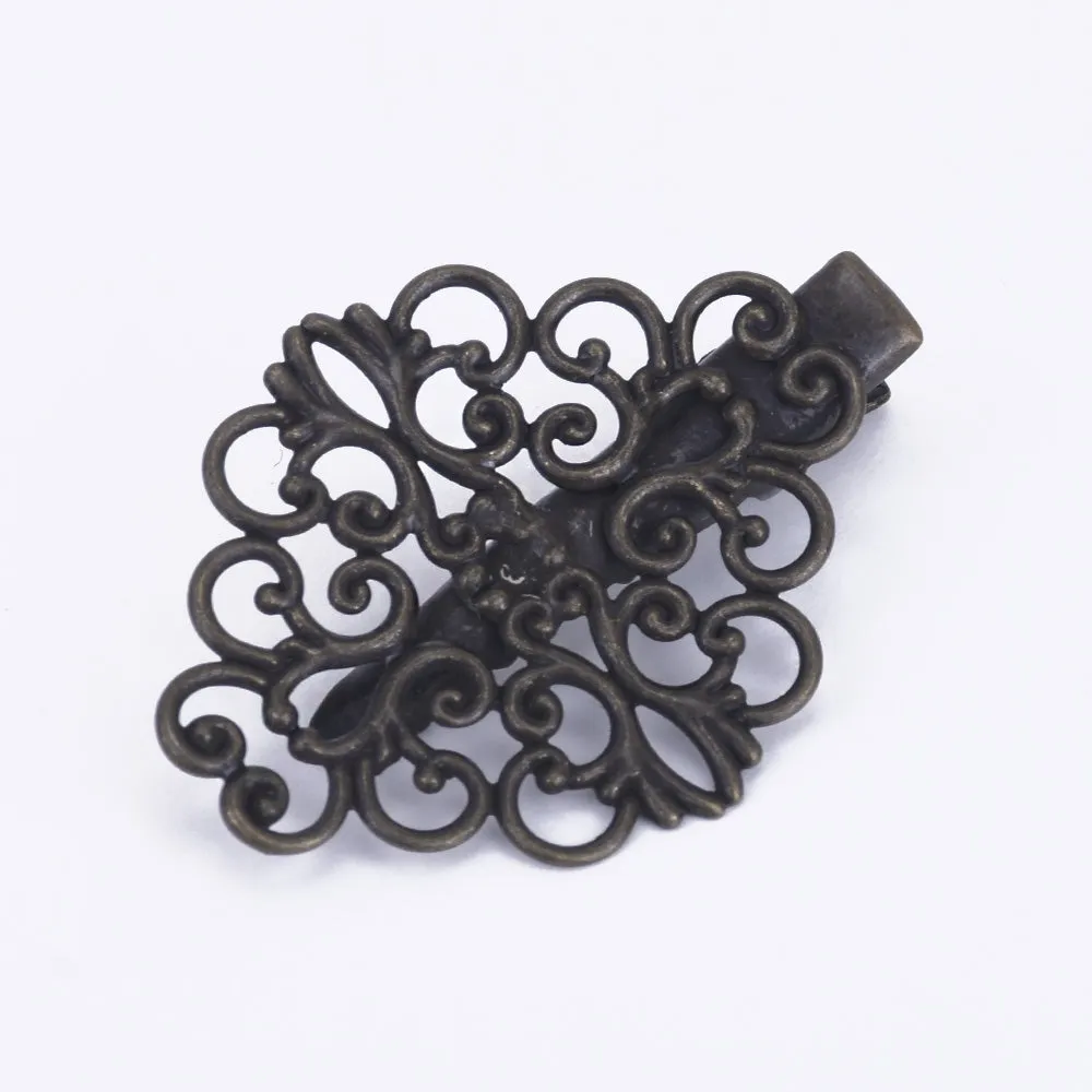 30*38mm Brass Barrette Hair Clip Filigree Barrette Blank Hair Clip Hair Accessories 20pcs