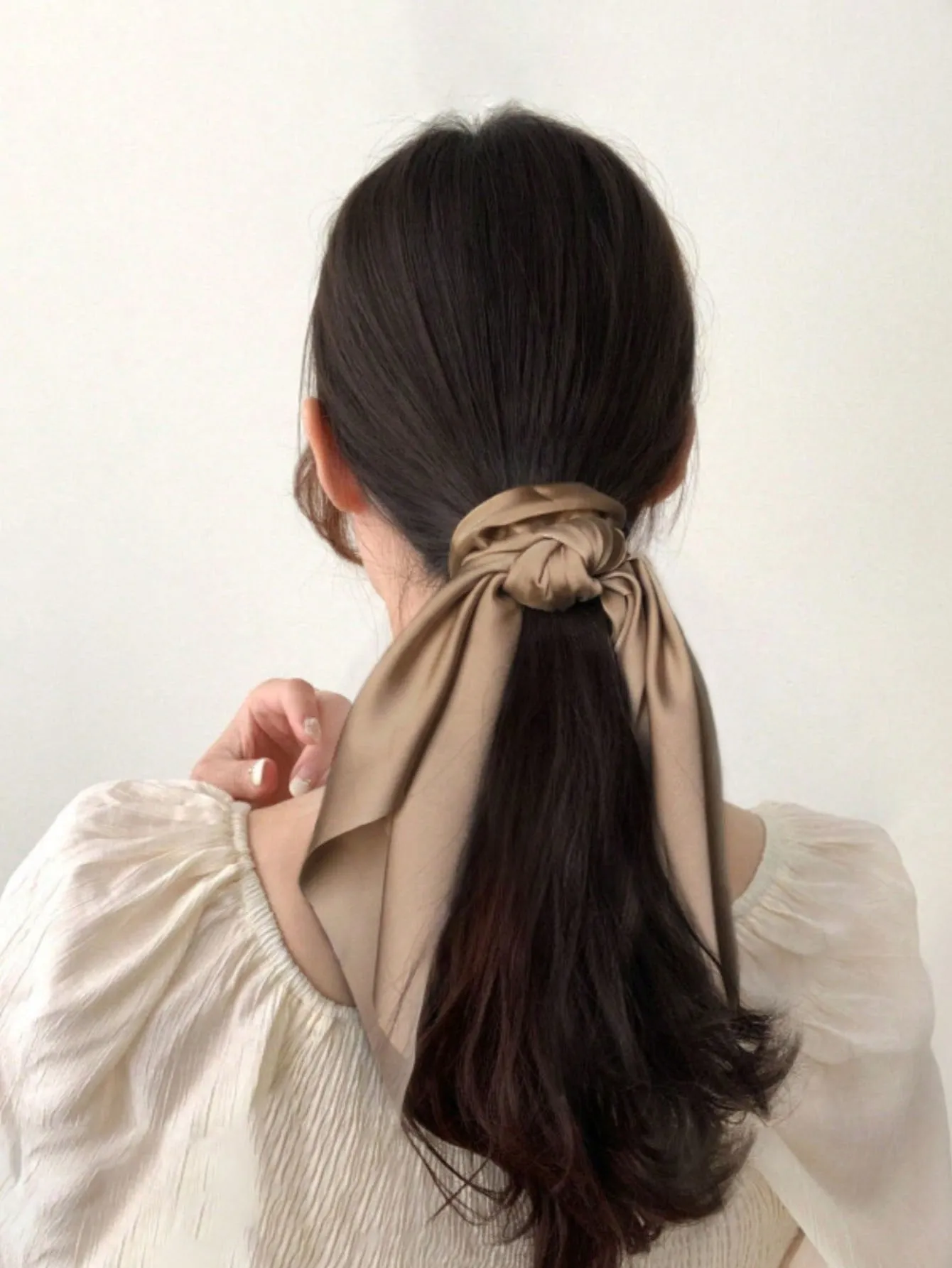 3pcs  Coffee Satin Ribbon Hair Ties