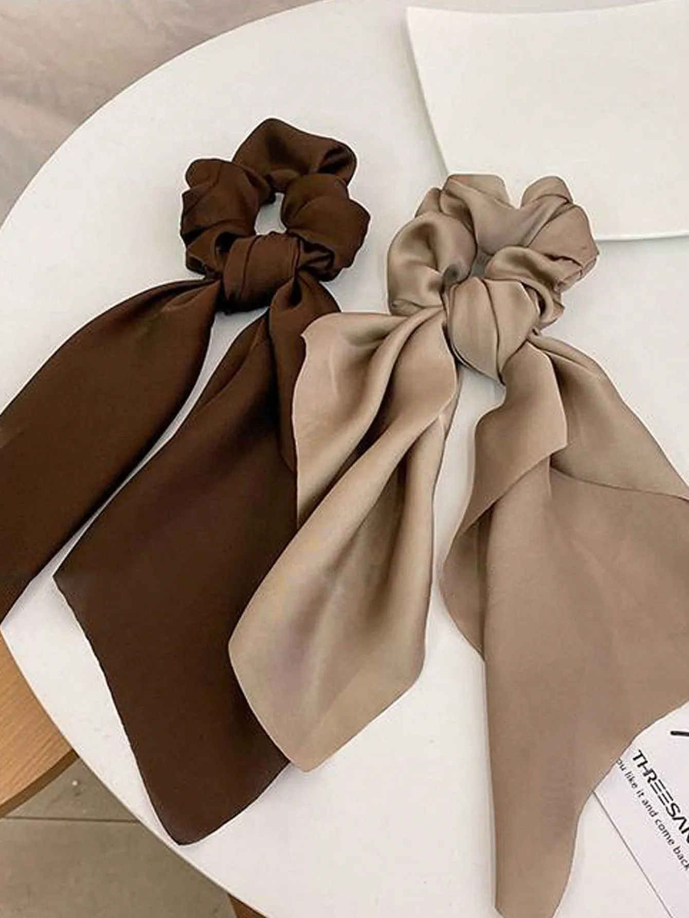 3pcs  Coffee Satin Ribbon Hair Ties