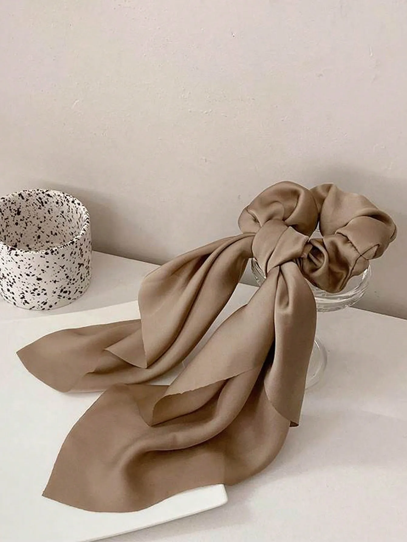 3pcs  Coffee Satin Ribbon Hair Ties