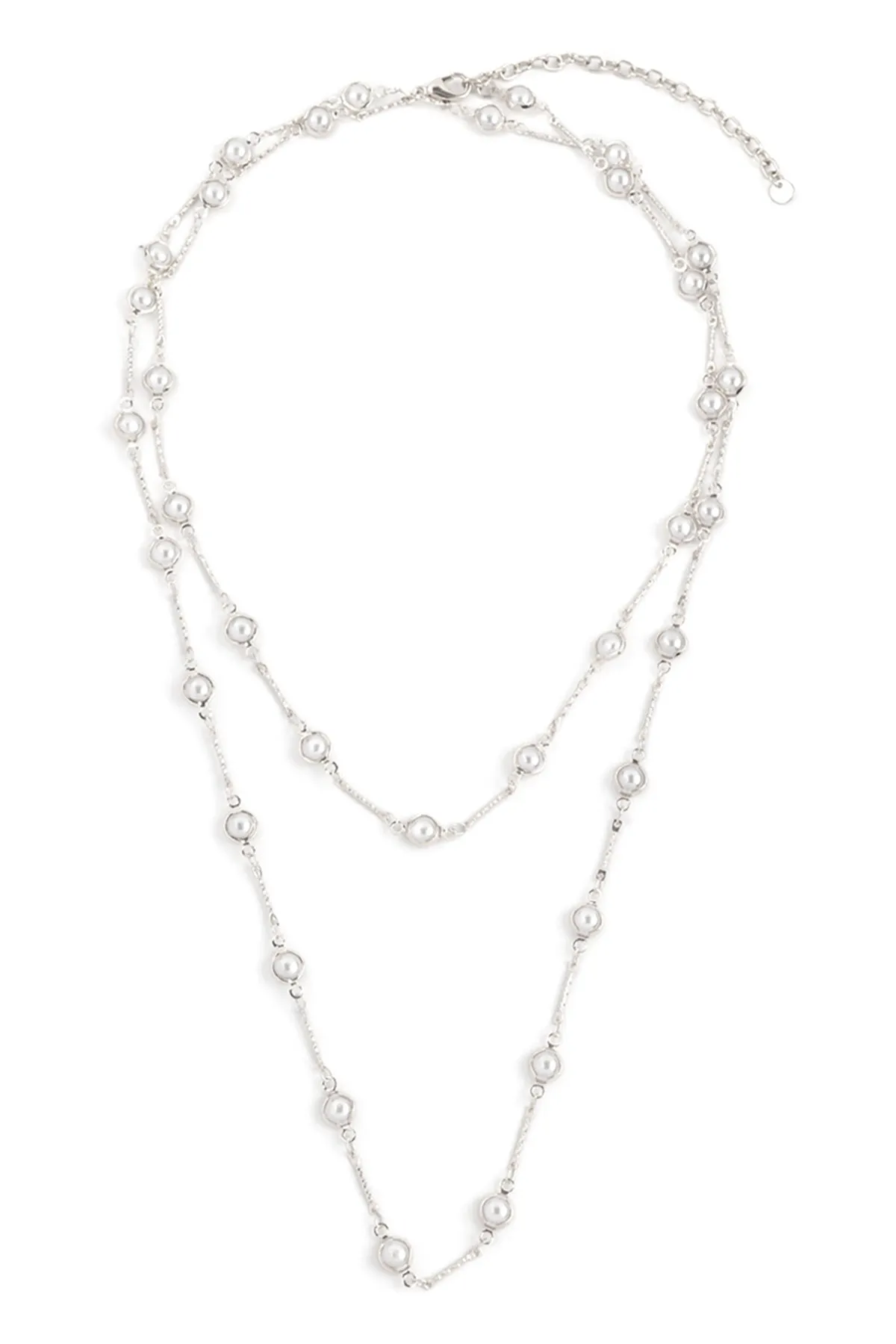 40" PEARL STATION LAYERED LONG NECKLACE