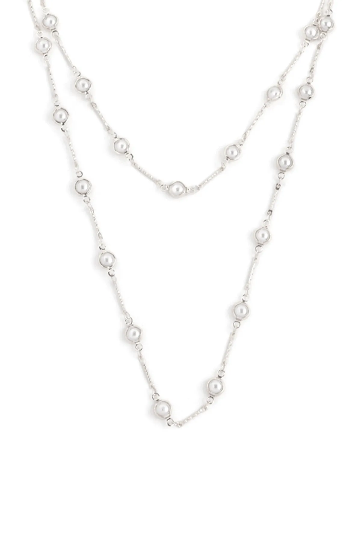 40" PEARL STATION LAYERED LONG NECKLACE