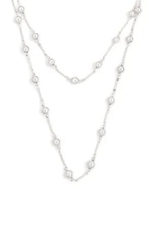 40" PEARL STATION LAYERED LONG NECKLACE