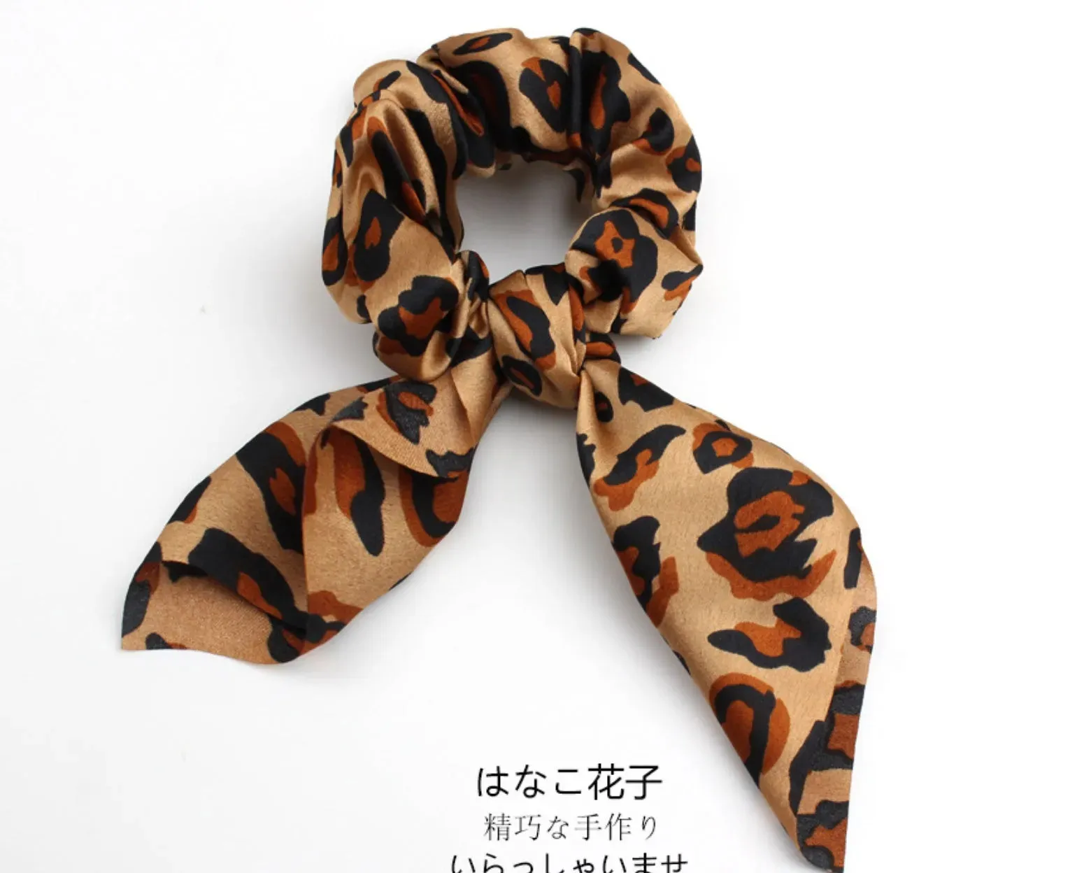 4pcs Leopard Pattern Silk Scarf Hair Scrunchie