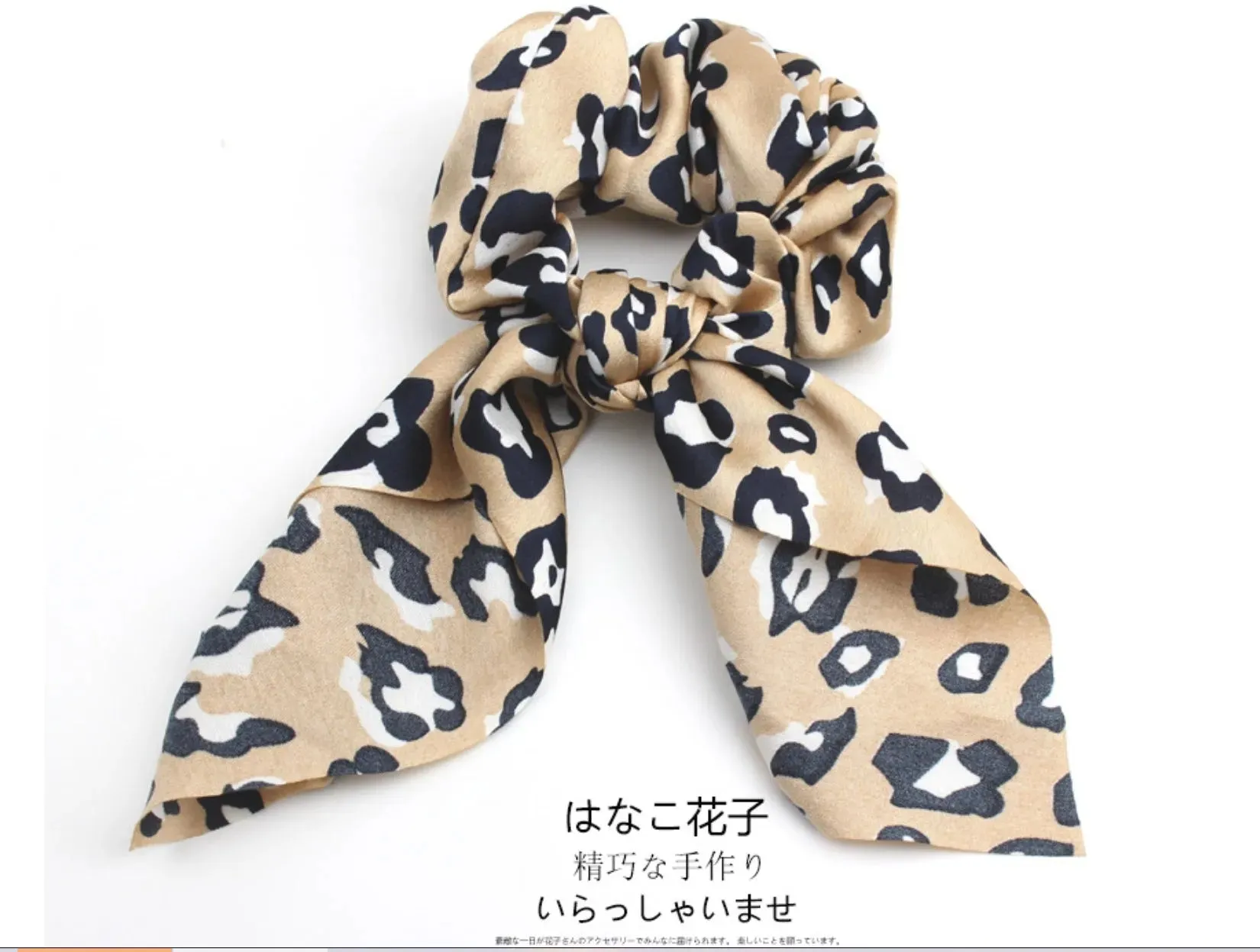 4pcs Leopard Pattern Silk Scarf Hair Scrunchie